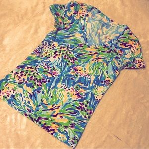Lilly Pulitzer Michelle V-Neck Top in Sea Soirée